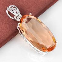 Honey Morganite Stone and Sterling Silver Chain 202//202